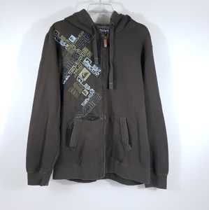 Quick Silver Full Zip Hoodie Brown sz L